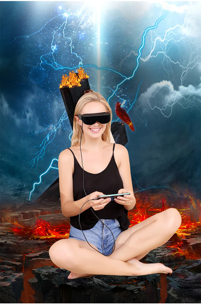 

ENMESI Adapt to Multiple Devices Vision Wide Screen Portable Head-mounted Movie Game Display Video 3D Glasses Private Theater