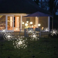 solar powered outdoor grass globe dandelion fireworks lamp flash string 90 120 led for garden wedding decor home night light