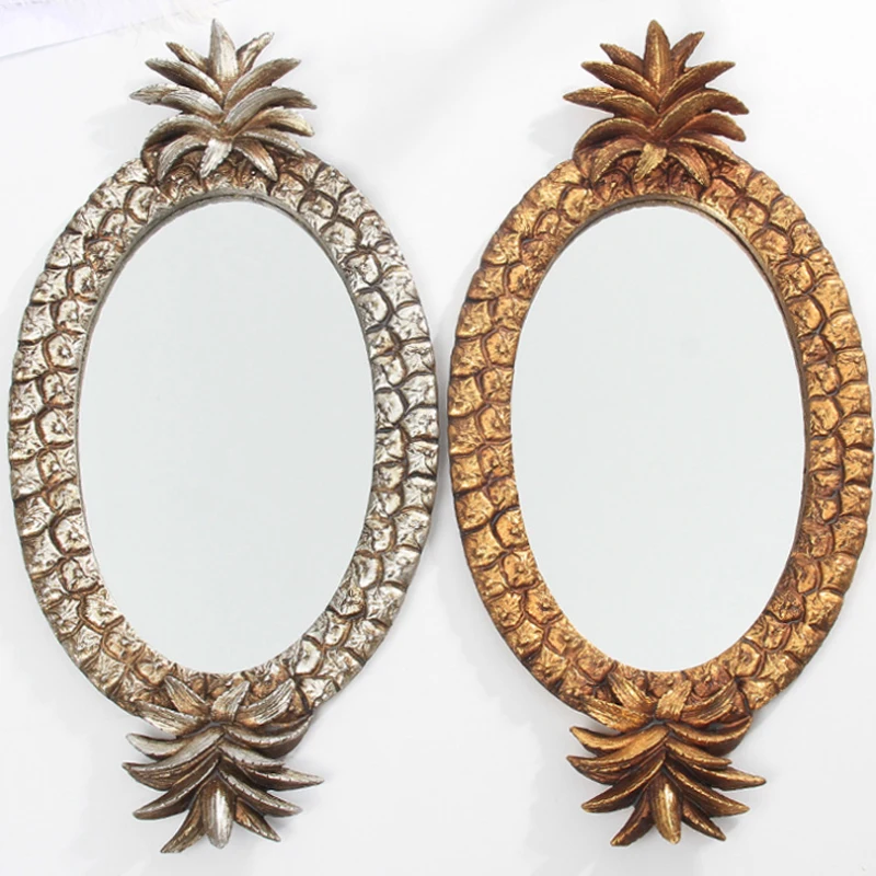 

Nordic Resin Jewelry Plate Retro Pineapple Mirror Trays Dessert Trays Makeup Ring Necklace Lipstick Tray Home Decor Organization