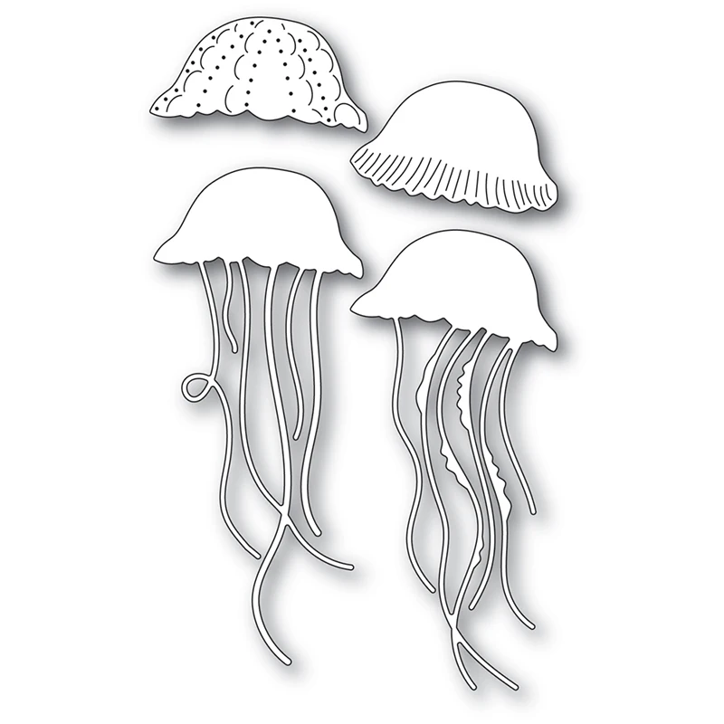 Океанские животные, декорация из желе с медузами 2021 года, карточка, резак из металла для самостоятельного изготовления фотоальбома и скрапбукинга без прозрачных печатей.