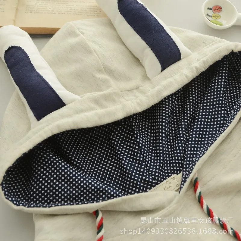 Мори девушка новый милый кролик печати свободная милая куртка с капюшоном