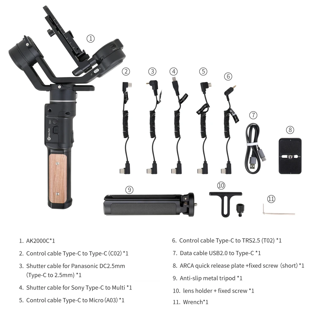 

Feiyutech AK2000C 3 Axis Handheld Gimbal 2.2kg Payload Stabilizer for SONY Nikon Canon Fujifilm DSLR Camera Mirrorless camera