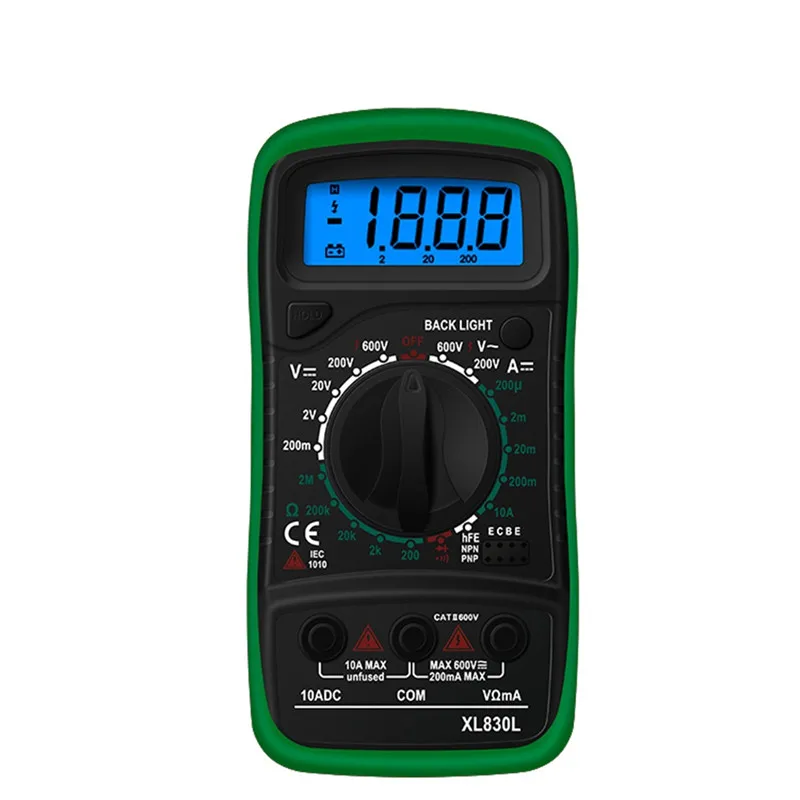 Портативный XL830L мультиметр ЖК цифровой с подсветкой AC/DC Амперметр Вольтметр Ом