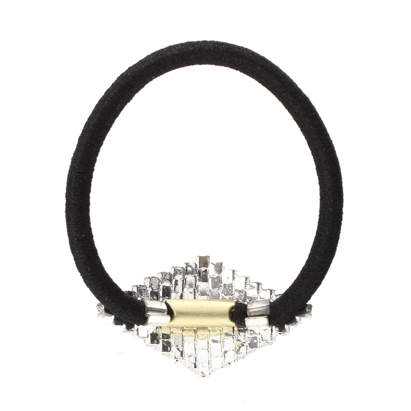 

Silver Plated Diamond Shape Elastic Band Hair Tie Ponytail Holder