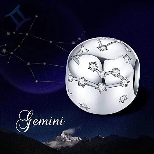 

Genuine 2021 new 925 Sterling Silver 12 Constellation Zodiac Round Beads Fit Original Pandora Bracelet Charms Virgo Jewelry