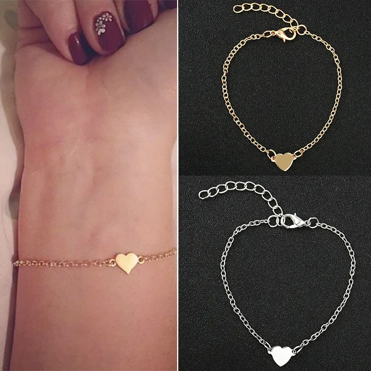 

Simple Silver Color Heart-shaped Bracelet Elegant Girl Charm Jewelry Graduation Summer Gift Girlfriend Valentine's Day Bracelet