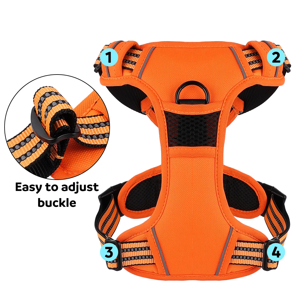 Pet Reflective Nylon Dog Harness No Pull Adjustable Breathable Mesh Vest for Small Medium Large Dogs Safety Vehicular Leads | Дом и сад