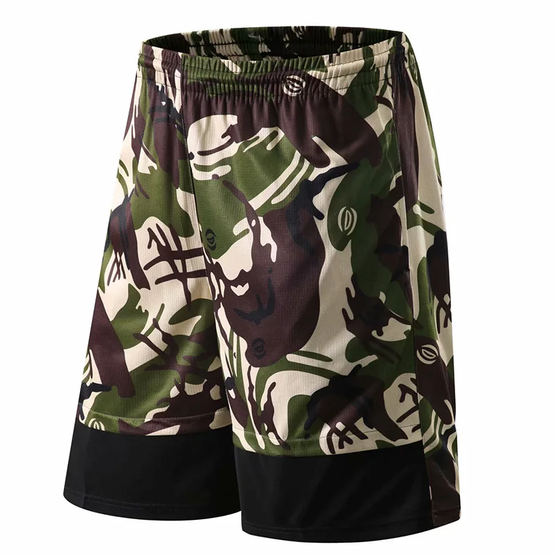 Men's Basketball Shorts Military Prints Patchwork and Side MVP Patterns Quick Dry Pockets Wasit Ribbon Asian Size 5XL | Спорт и
