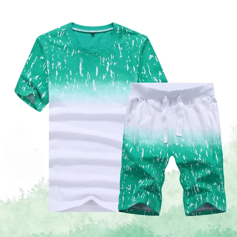 

Summer Set Men Casual Beach Suits Short Sleeve 2PCS Sweatsuit + Shorts Fashion Tracksuit 2021 Men Sportsuits T-shirt + Shorts