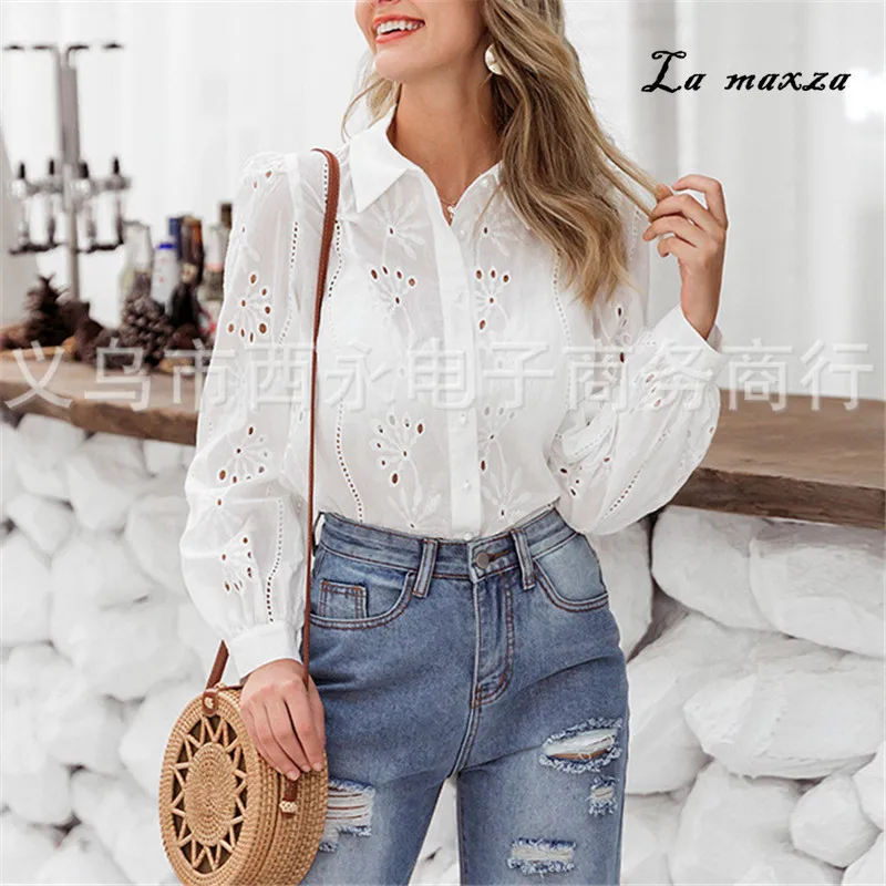 Женская футболка поло с длинным рукавом Повседневная мода 2020 года белая летняя