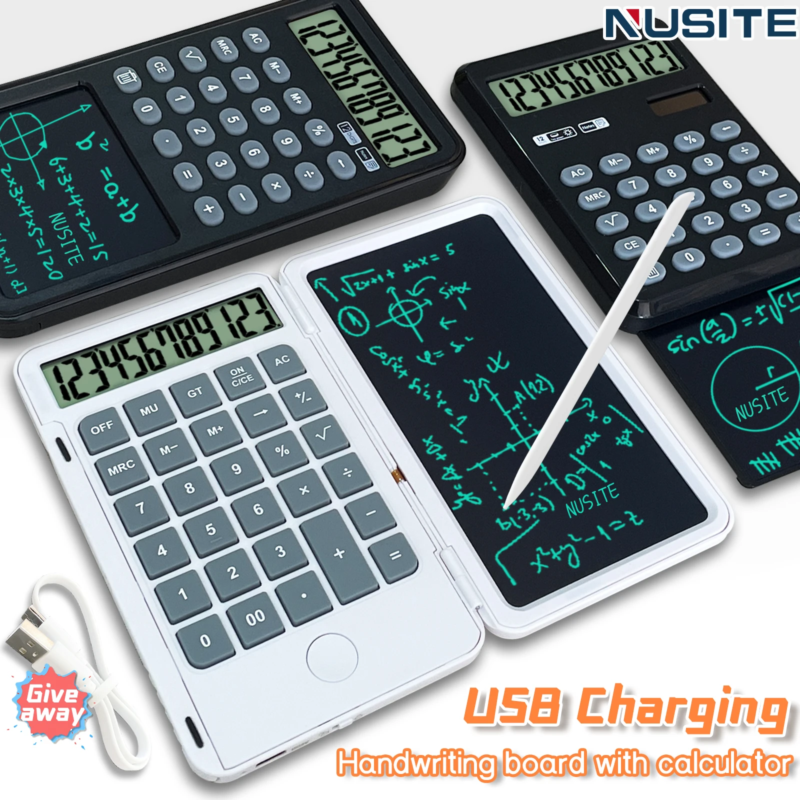 Calculadora de 6 pulgadas, tableta de escritura LCD USB, tablero de dibujo recargable portátil, cuaderno de escritura a mano para oficina, escuela y trabajo