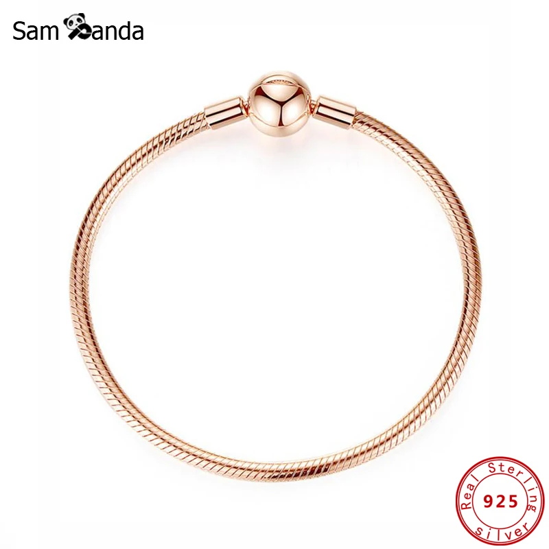 Оригинальный 100% браслет из стерлингового серебра 925 пробы гладкая Застежка Шарм