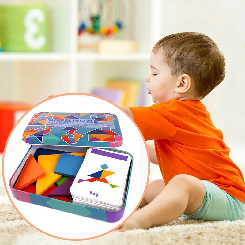 Wooden Block Set Montessori Wooden Jigsaw Board Set Colorful Baby Toys Educational Toys Puzzles for Children Developing Toys