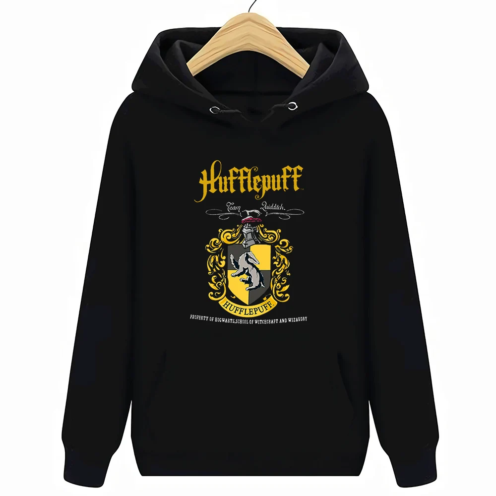 Черный Hufflepuff Квиддич команда гребень Официальный мужские черные толстовки Размер S-3XL - Цвет: Черный