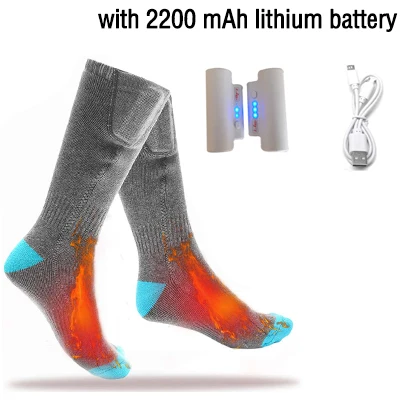 2200mAh socks Зимние теплые спортивные носки с перезаряжаемой литиевой батареей 2200 мАч для женщин, носки для йоги, пилатеса, мужские лыжные баскетбольные Носки - Цвет: 2200mAh socks