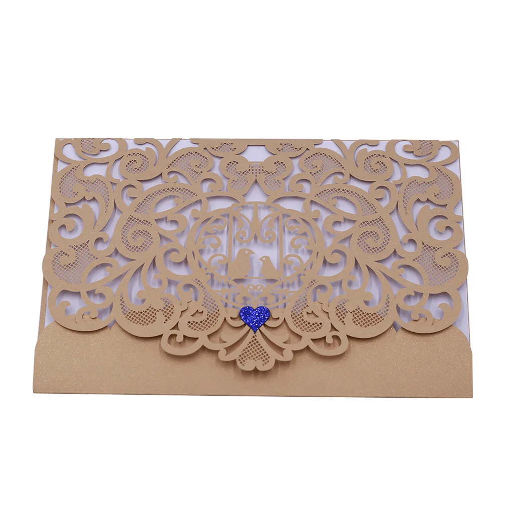 

1pcs Blue White Elegant Laser Cut Wedding Invitation Cards Greeting Card Customize Business With RSVP Cards Decor Party Supplies