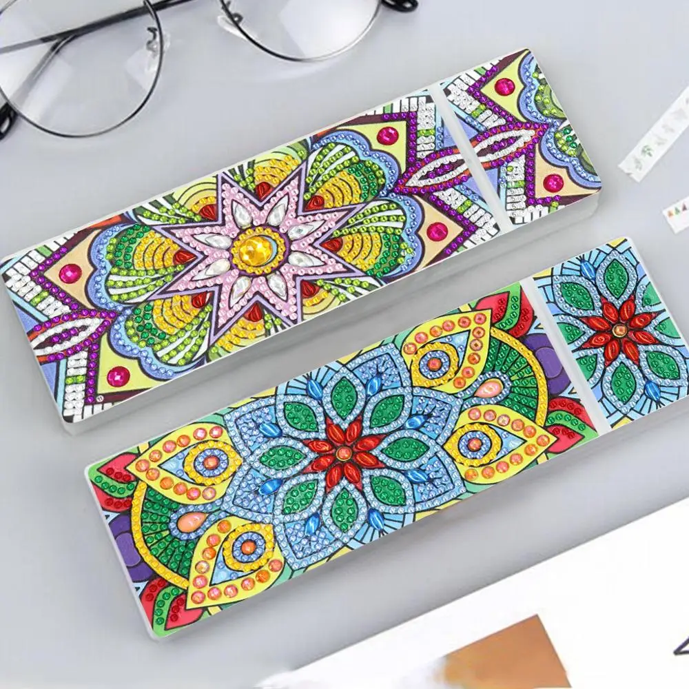 

5D DIY Special Shaped Diamond Painting 2 Grids Stationery Pencil Box Rhinestones Diamond Embroidery Mandala Storage Case Gifts