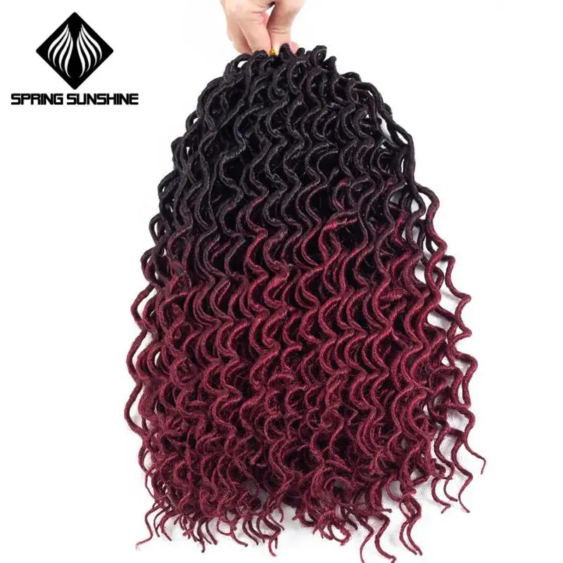 Весна солнце 18 дюймов богиня Faux locs Curly крючком косички волосы Омбре кудрявые дреды синтетические волосы для наращивания для женщин