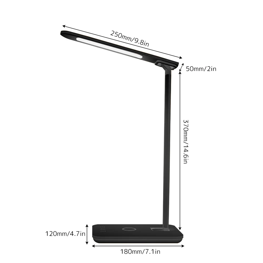 

LED Desk Lamp with 10W Wireless Charger USB Charging Port Dimmable Foldable Table Lamp 3 Lighting Modes 3 Brightness for Home