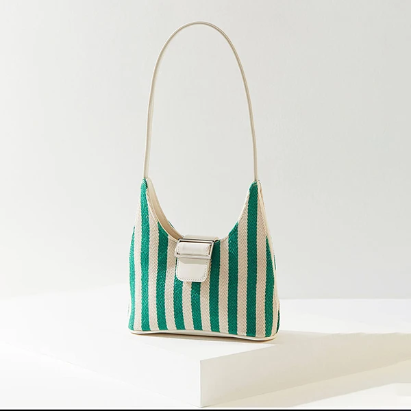 stripes Простая холщовая полосатая сумка на плечо Новая летняя модная шикарная мягкая сумка-тоут на кнопках подмышек женская простая повседневная сумка - Цвет: stripes