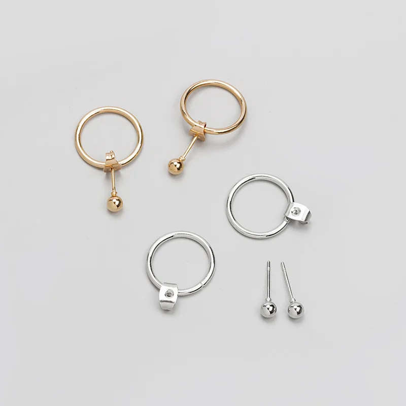 Крутые круглые серьги гвоздики в минималистическом стиле с круговым кольцом хип