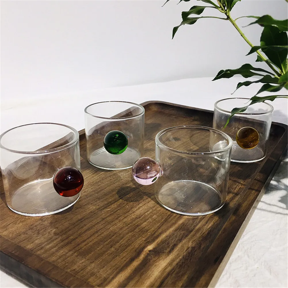 INS Style Coffee Cup with Glass Ball Handle Small Capacity Tea Water Saucer Espresso Steak Juice Bucket Home Drinkware | Дом и сад
