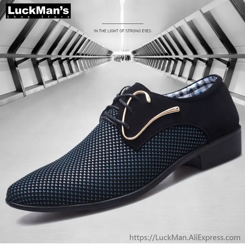 LuckMan 2019 весенние мужские Туфли под платье дизайнер бизнес мужская повседневная