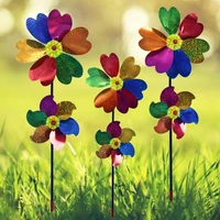 three dimensional pinwheel decor environmental six leaves double layers flower wind spinner for outdoor