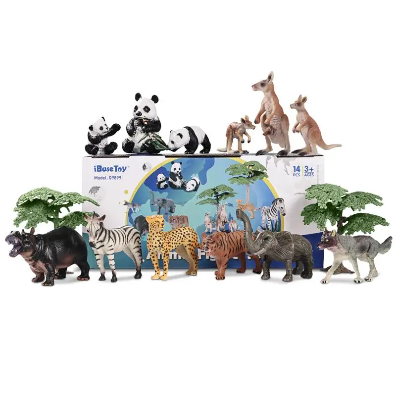 

iBaseToy 14PCS Animal Figures Set Realistic Toy Wild Animal Models for Kids and Toddler Educations