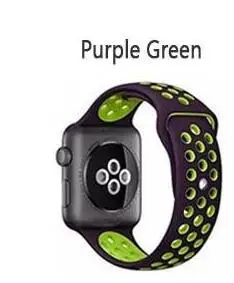 Ремешок для apple watch 42 мм 38 мм 40 мм 44 мм резиновый спортивный ремешок для iwatch 4 3 2 1 серия 5 - Цвет ремешка: purple green