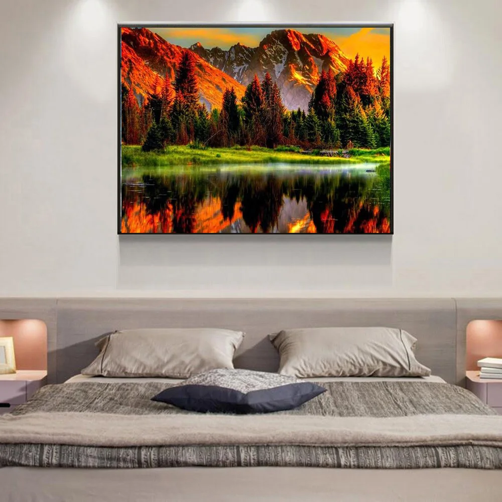 DIY 5D Diamond Painting Cross Stitch Full Square Frameless For Living Room Nature Scenery Mosaic Landscape Home Decor | Дом и сад