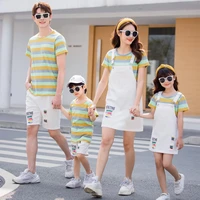 2021 family matching outfits clothes parent child clothing parent kids t shirt shorts girls skirt boy sportsuit travel suits