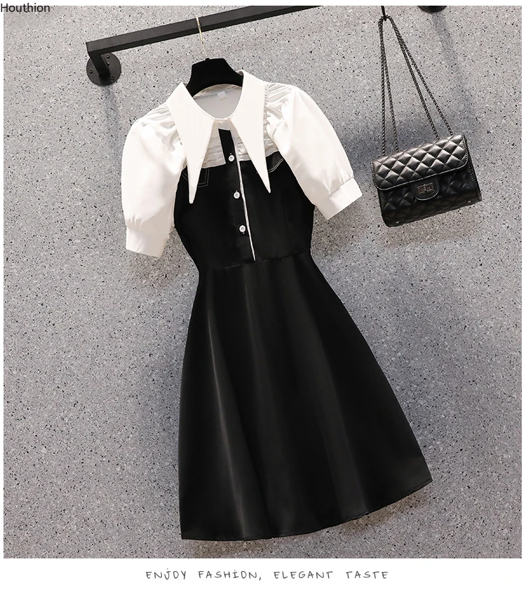 

Женское свободное платье-трапеция с V-образным вырезом и пуговицами