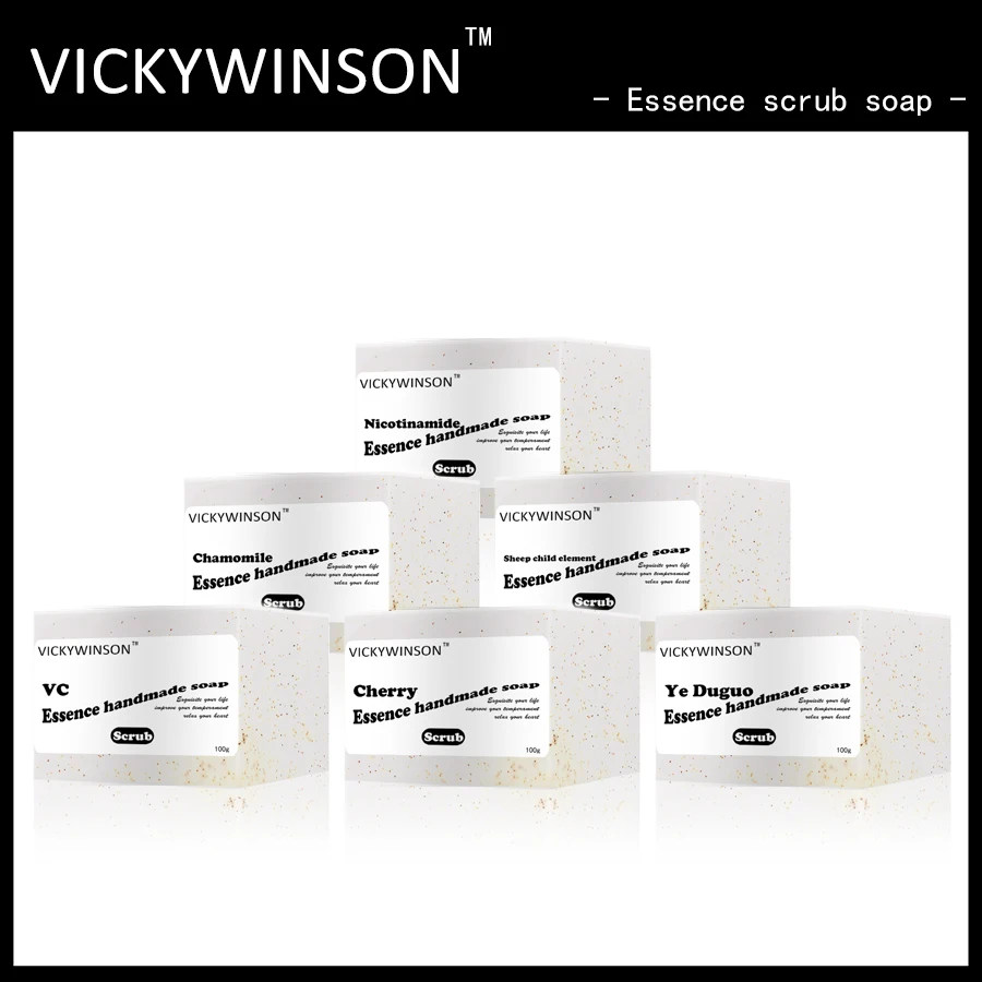 

VICKYWINSON Essence scrub soap 100g Amino acid soaps Pure natural cold soap without added flavor handmade With frosted particles