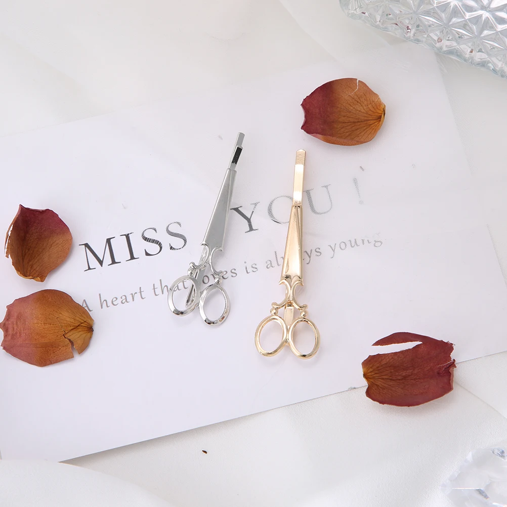 2PCS-scissors M MISM, креативные золотистые Серебристые заколки для девочек, женские ножницы, расческа в виде животных, заколки для волос, аксессуары для волос, краб, заколки для волос, fille enfant - Цвет: 2PCS-scissors