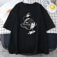 astronaut travels in space printing womens tshirt leisure style tops fashion oversized tshirts spring summer womens t shirt