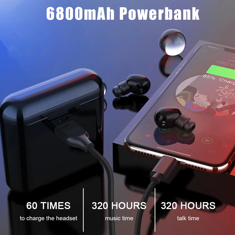 XQ TWS Bluetooth 5,0 наушники 6800 мАч Powerbank беспроводные наушники стерео наушники мини, стерео airdots PK Q32 для телефона Xiaomi