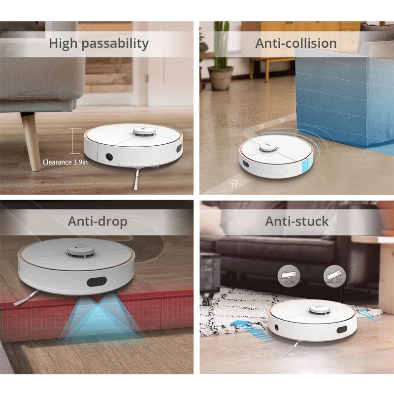 360 Robot Vacuum Cleaner S7 2650Pa Mop Off-limit Area Memory Cleaning Anti-drop Voice Control by Tmall WizardElf Alexa PK Xiaomi | Бытовая