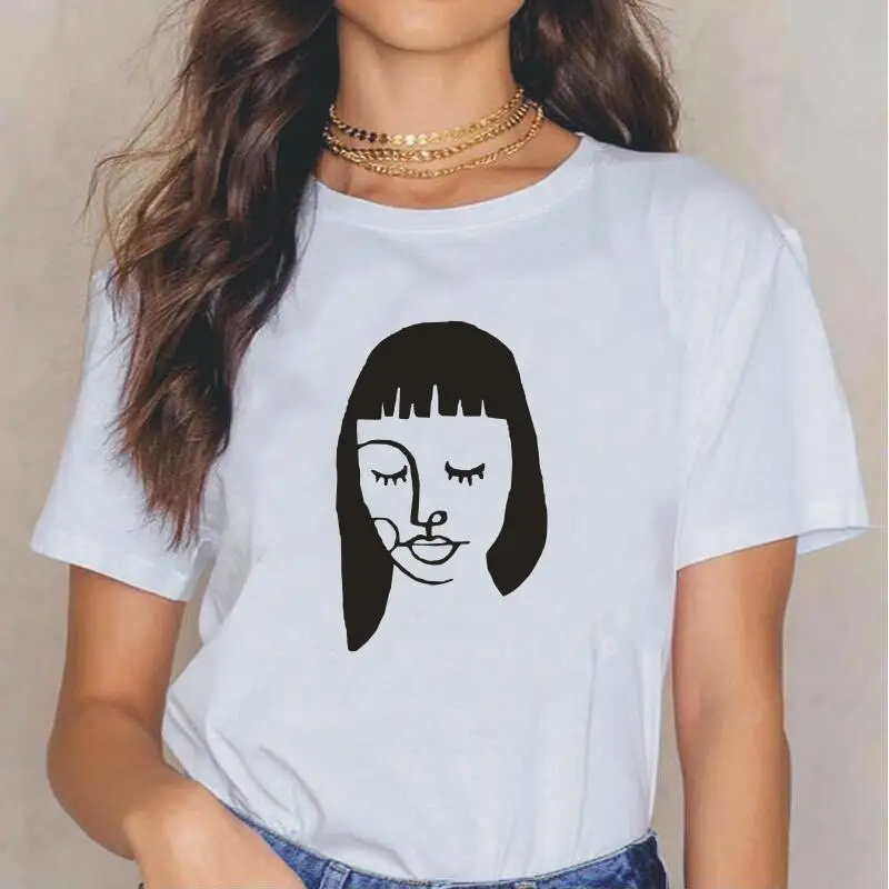 

Fashion Girl Print Women T Shirt Summer Short Sleeve Harajuku Tee Shirt Femme Casual Plus Size Tshirt Woman Tops Camisas Mujer