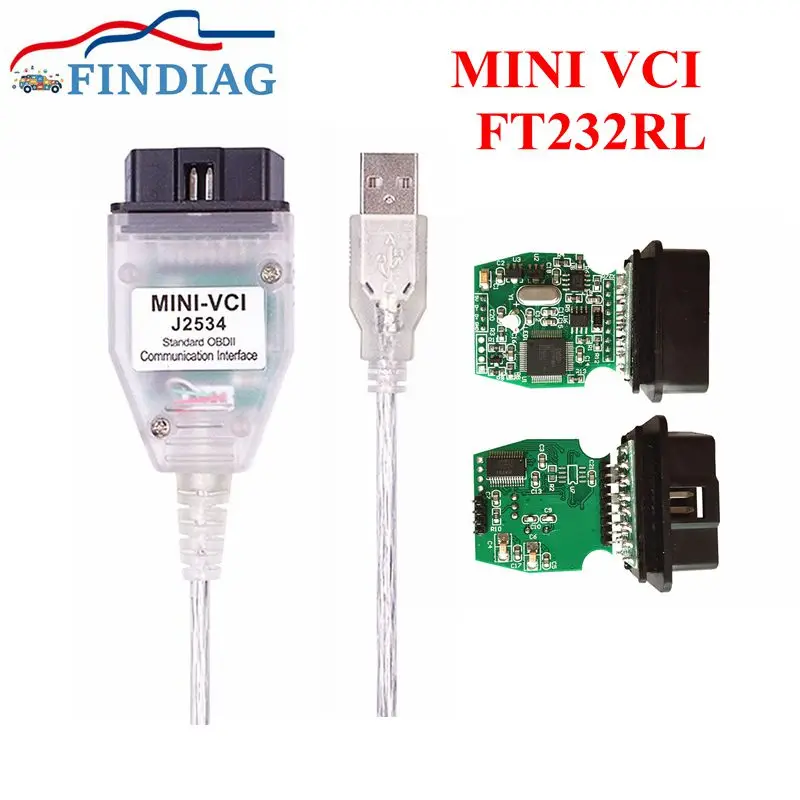 Автомобильный сканер MINI VCI FT232RL V16.00.017 для Toyota TIS Techstream J2534 с чипом FTDI FT232RQ OBD2 |