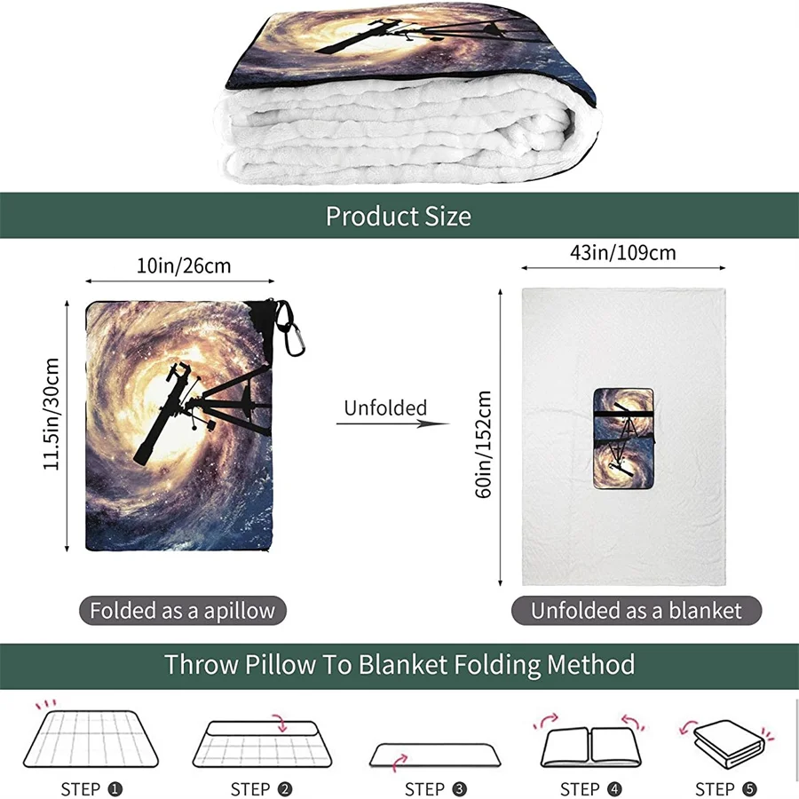 vender Colorido Galáxia Nebulosa E Telescópio Viagem Travesseiro Cobertor Dois-em-um Mochila Cinta E Compacto Avião Saco Cintura Apoio