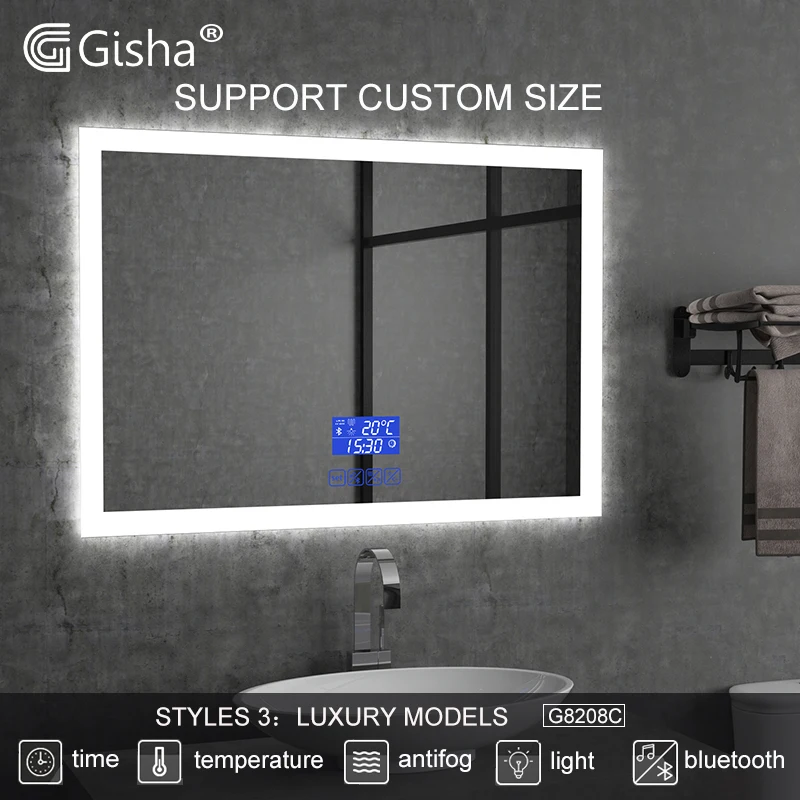 Gisha Wall-mounted Smart Mirror LED Bathroom Mirror Explosion proof Anti-fog Mirror Bathroom Makeup Mirror 2G8028