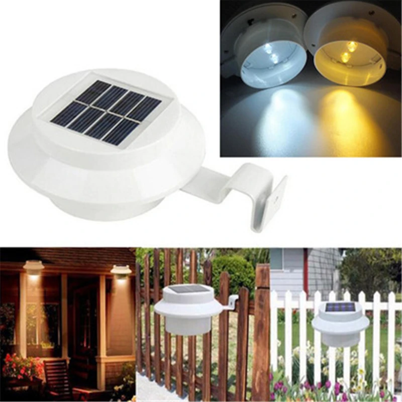 

Home Garden Solar Light 3 LED Sink Lamp Solar Powered Fence Light Eaves Solar Street LED Outdoor Lawn Garden Light Fence Lamp