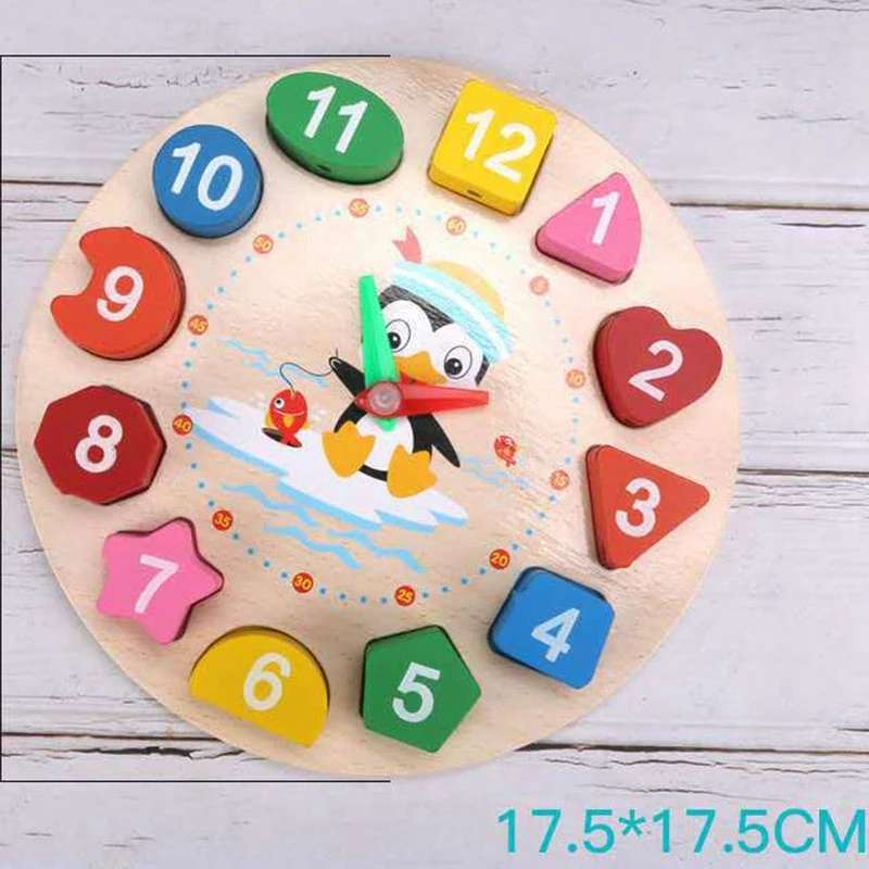

Cartoon Animal Educational Wooden Beaded Geometry Digital Clock Puzzles Gadgets Matching Clock Toy
