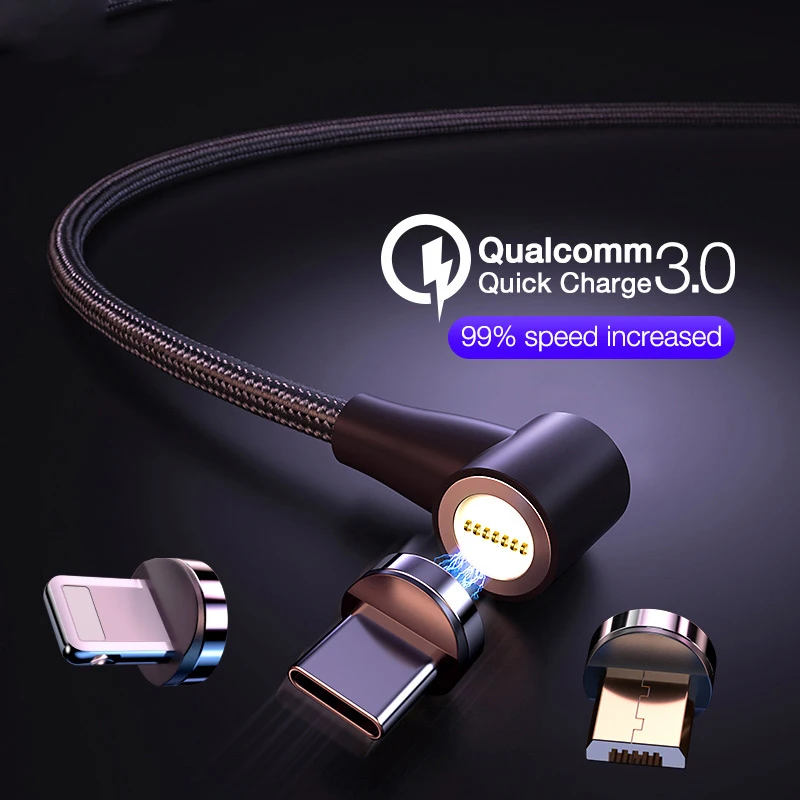 Магнитный Micro USB кабель для iPhone 11 Pro Max провод для быстрой зарядки usb type C L изгиб магнит провод мобильного телефона для samsung 3.0A