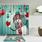 Рождественская занавеска для душа с мультяшным снеговиком, набор занавесок для ванной и нескользящий коврик, коврик для ванной, декоративная занавеска на Новый год и фестиваль
