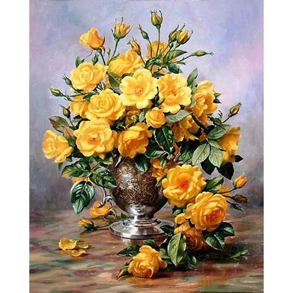 

Flower In Vase DIY 11CT Embroidery Cross Stitch Kits Needlework Craft Set Cotton Thread Printed Canvas Home Decoration Room
