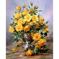 flower in vase diy 11ct embroidery cross stitch kits needlework craft set cotton thread printed canvas home decoration room