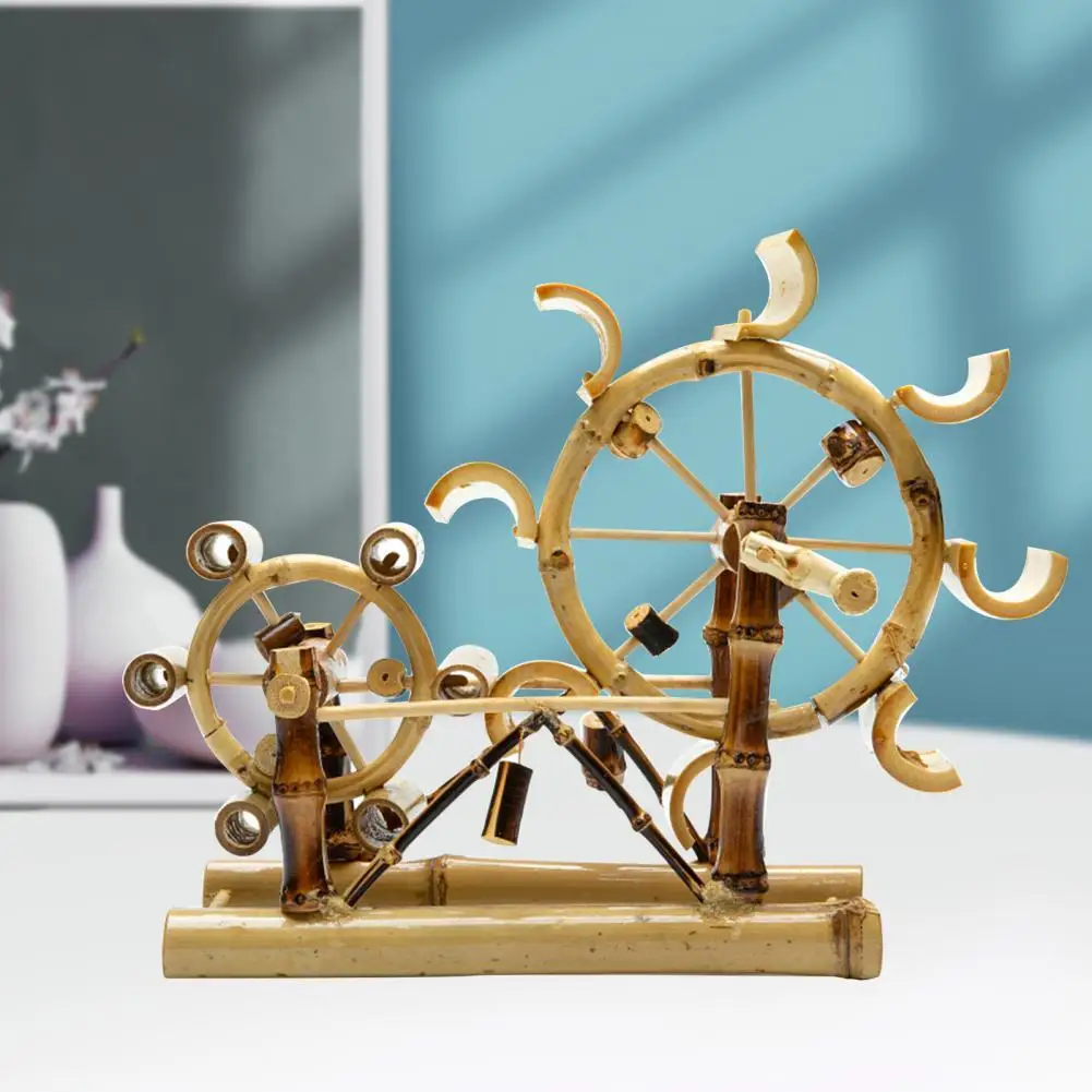 

Bamboo Ornaments Weaving Model Retro Burrs-free DIY Modern Ladder Water Wheel for Home Decoration