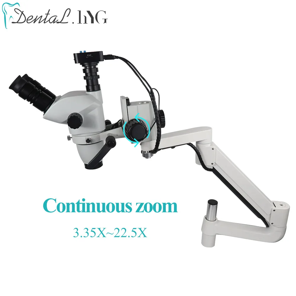 

Dental Equipment Microscope With 1600W Camera 3.35X~22.5X Continuous Zoom Clip On Dental Chair